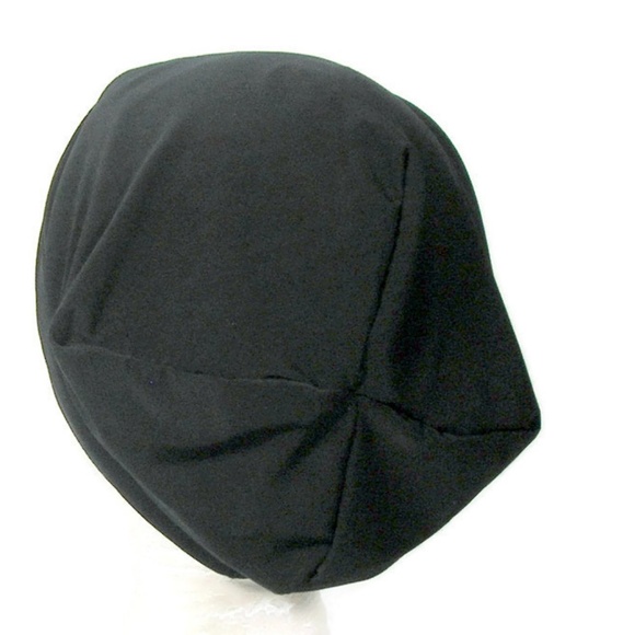 Black Lycra Slouch Hat Chef's Hat Helmet Liner - Picture 2 of 3